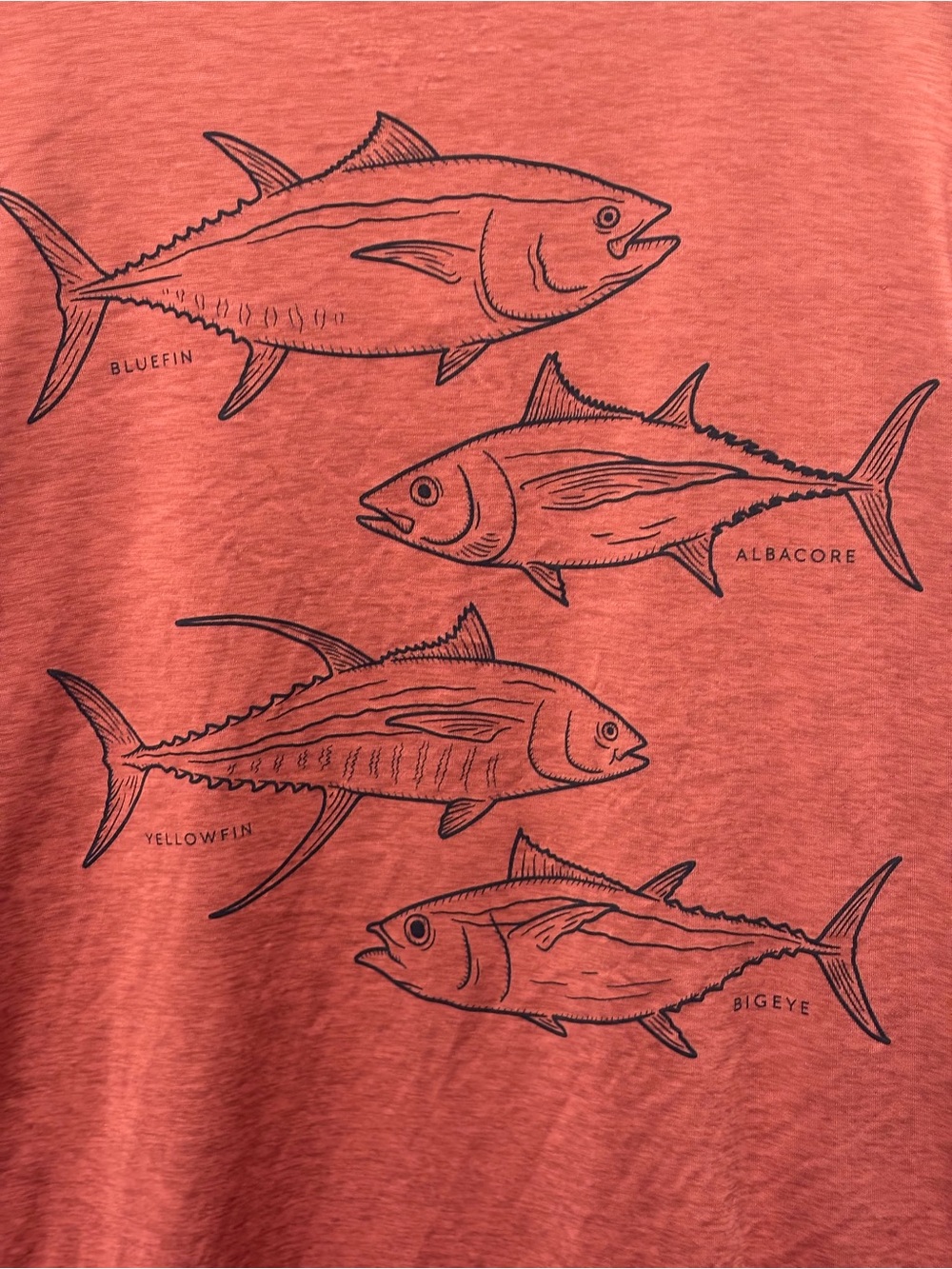 Vineyard Vines Coral Tee with Navy Fish Illustrations